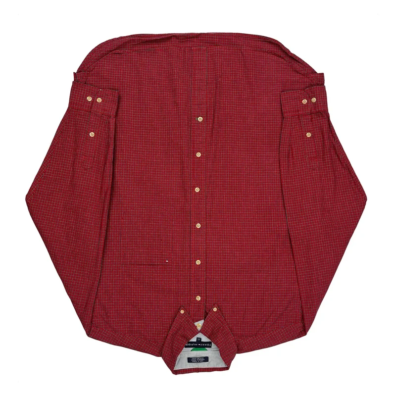 Tommy Hilfiger Checked Shirt - Large Red Cotton