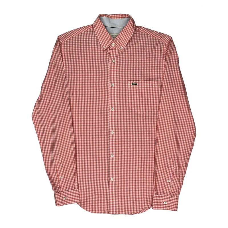 Lacoste Checked Shirt - Small Red Cotton