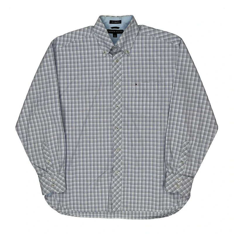 Tommy Hilfiger Checked Shirt - Large Blue Cotton