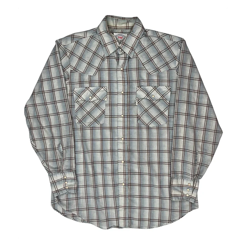 Levis Checked Shirt - Large Blue Cotton