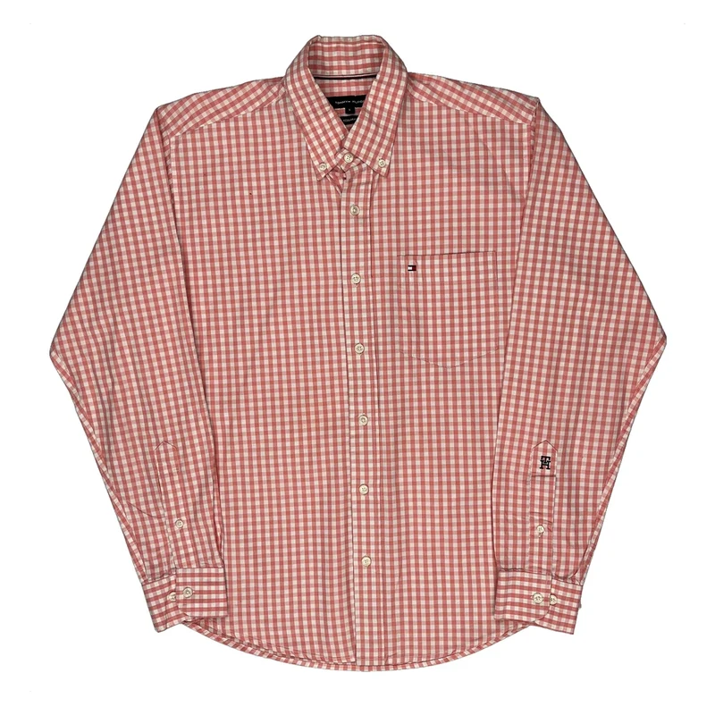 Tommy Hilfiger Checked Shirt - Large Red Cotton