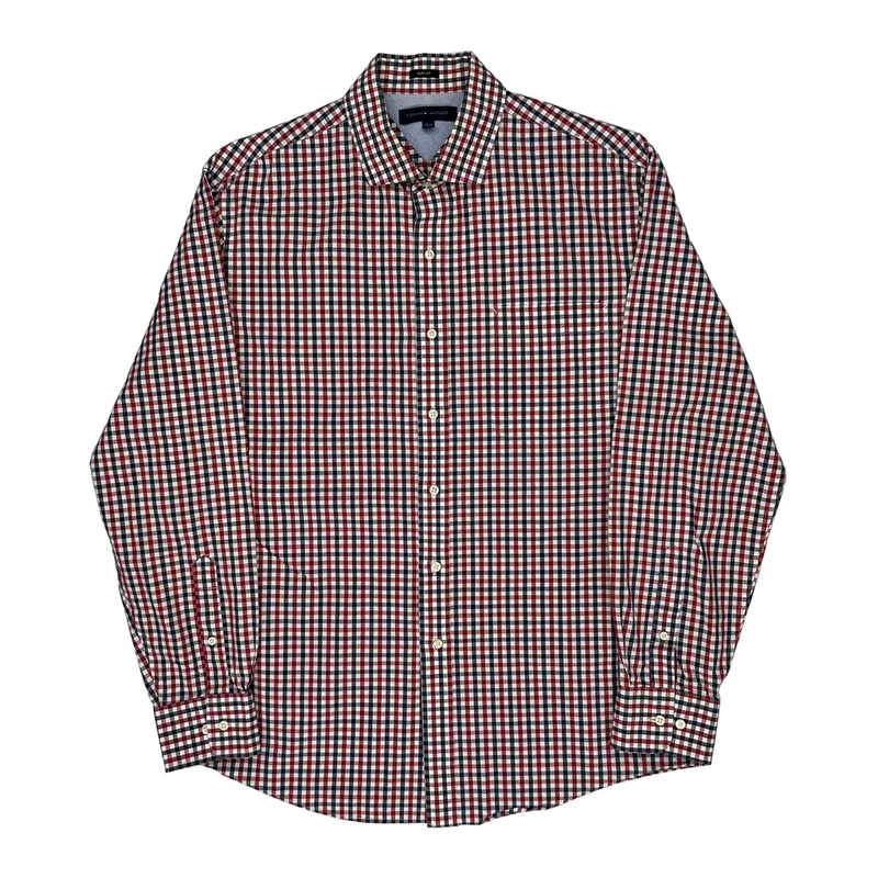 Tommy Hilfiger Checked Shirt - Large Red Cotton