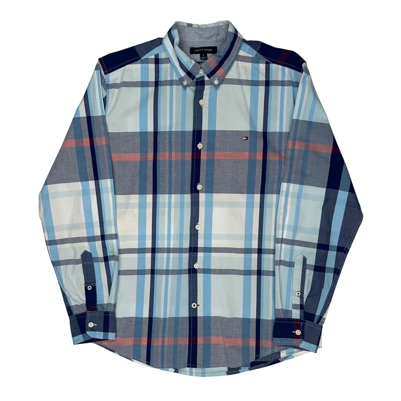 Tommy Hilfiger Checked Shirt - Medium Blue Cotton