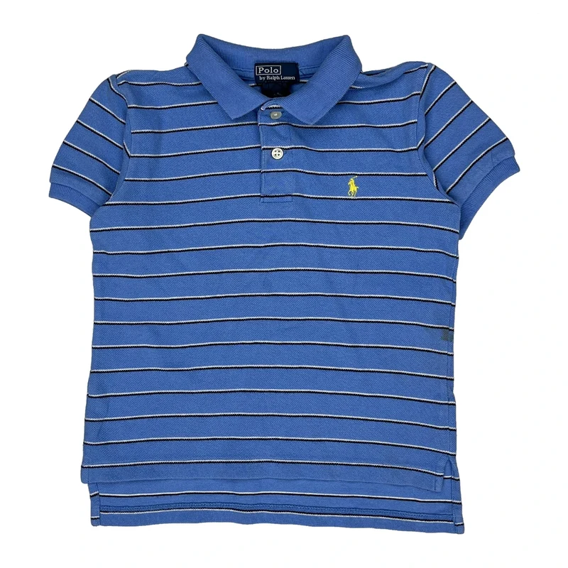 Age 5 Polo By Ralph Lauren Striped Polo Shirt - Small Blue Cotton