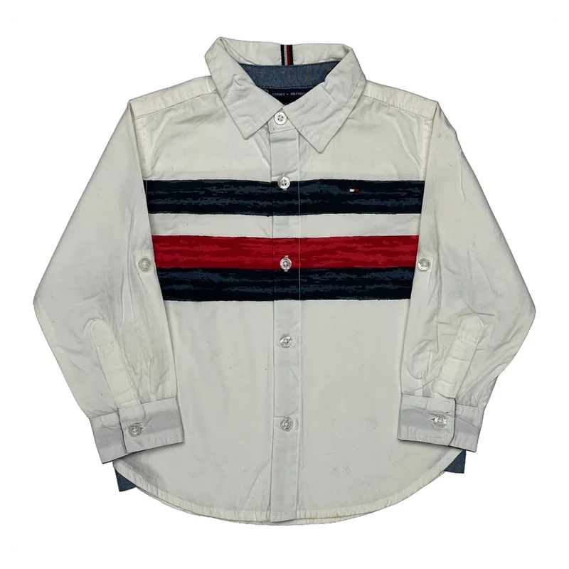 Age 3 Tommy Hilfiger Striped Shirt - XS White Cotton