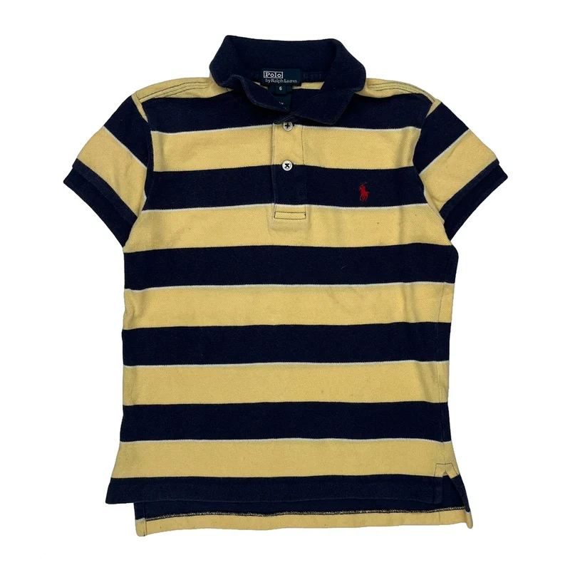 Age 6 Polo By Ralph Lauren Striped Polo Shirt - Small Navy Cotton