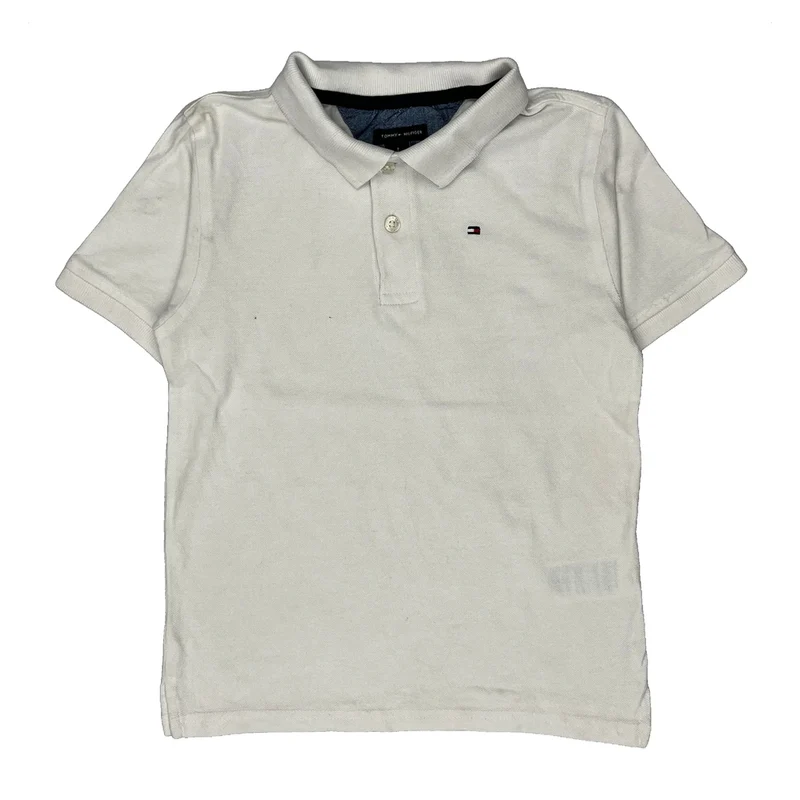 Age 7 Tommy Hilfiger Polo Shirt - Medium White Cotton