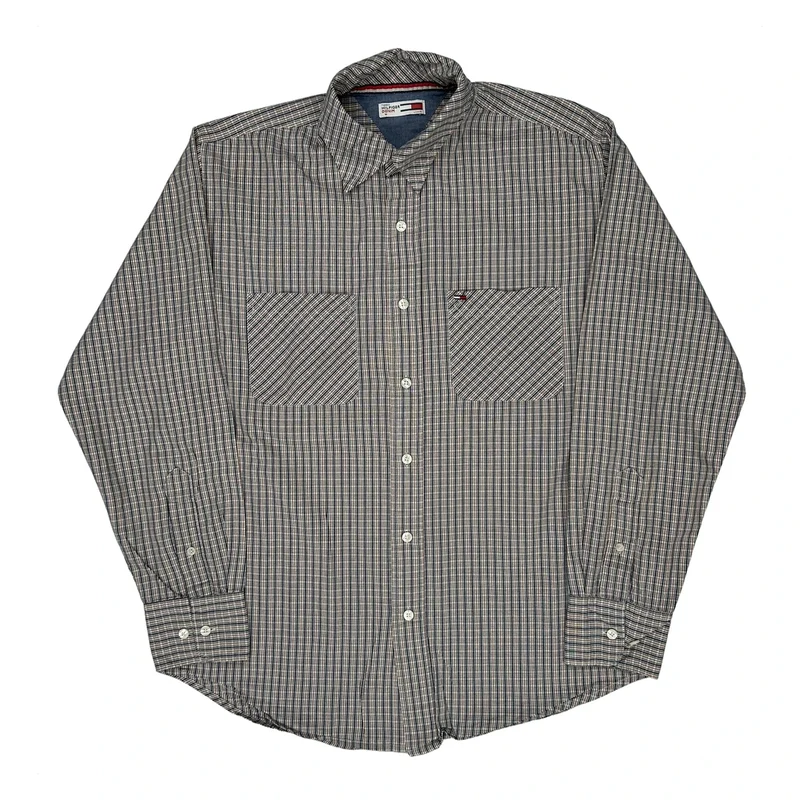 Tommy Hilfiger Denim Checked Shirt - Medium Grey Cotton