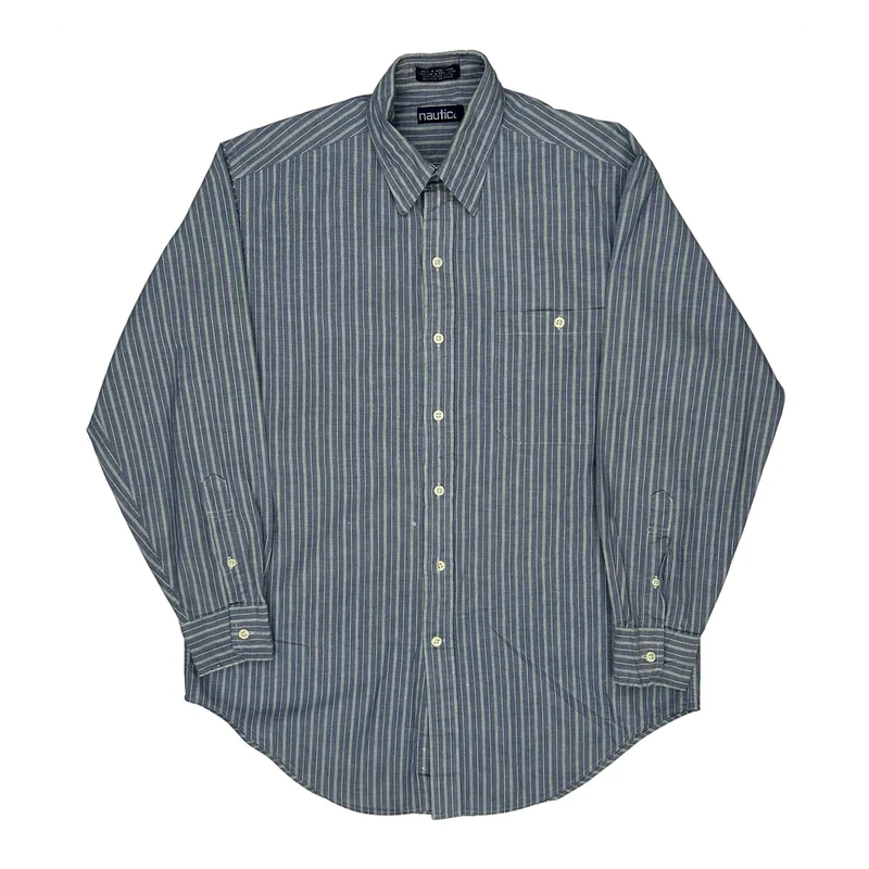 Nautica Striped Shirt - Medium Blue Cotton