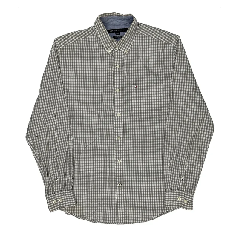Tommy Hilfiger Checked Shirt - Medium Grey Cotton
