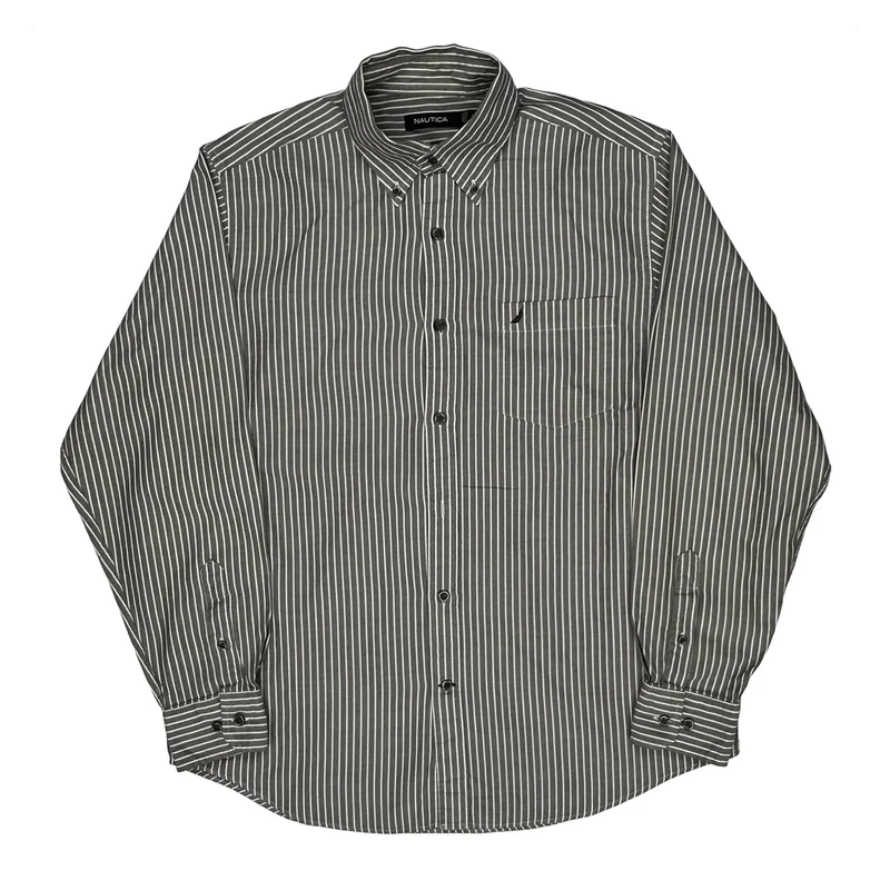 Nautica Striped Shirt - Medium Grey Cotton