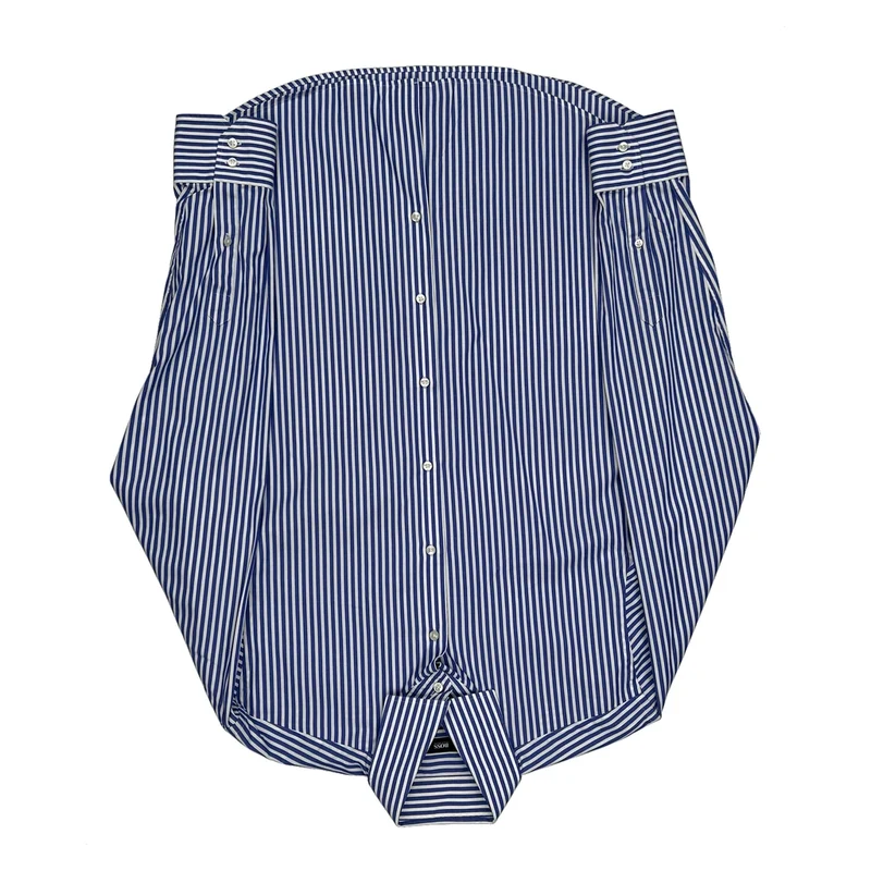 Boss Striped Shirt - Large Blue Cotton