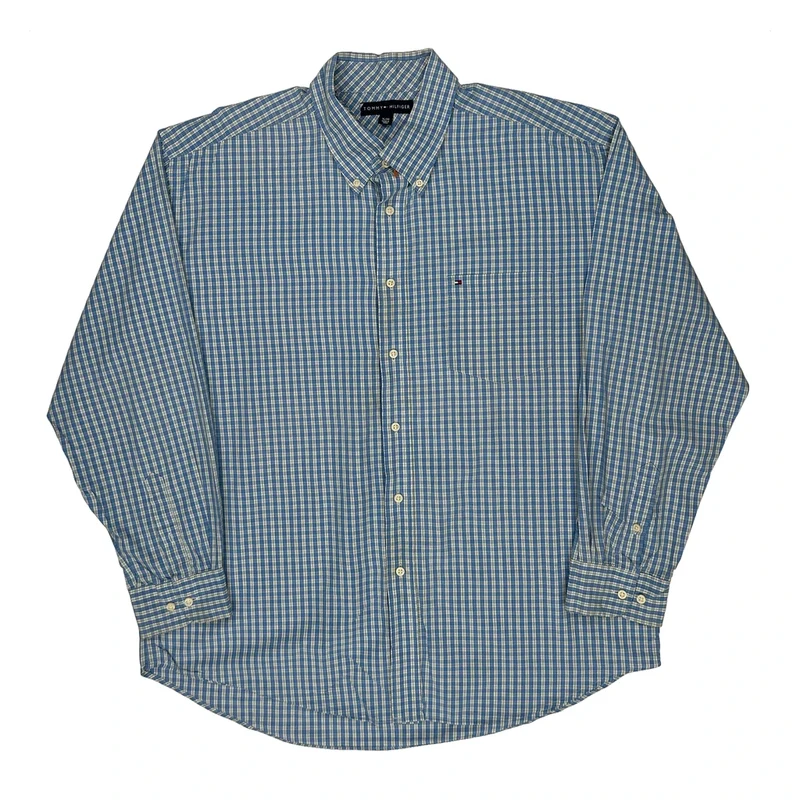 Tommy Hilfiger Checked Shirt - XL Blue Cotton