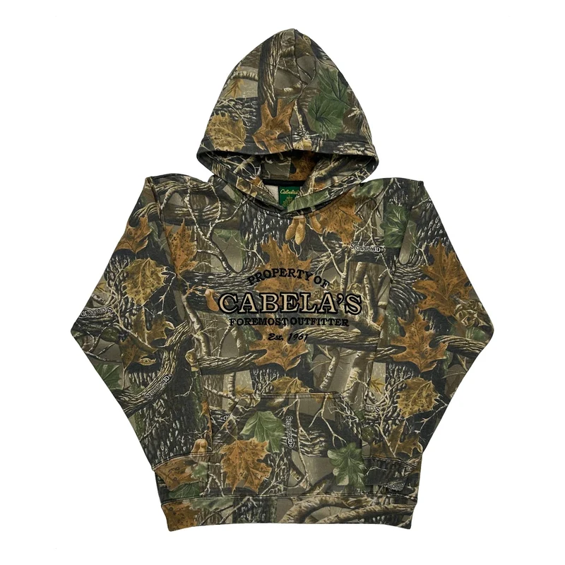 Cabelas Hoodie - Large Camo Cotton