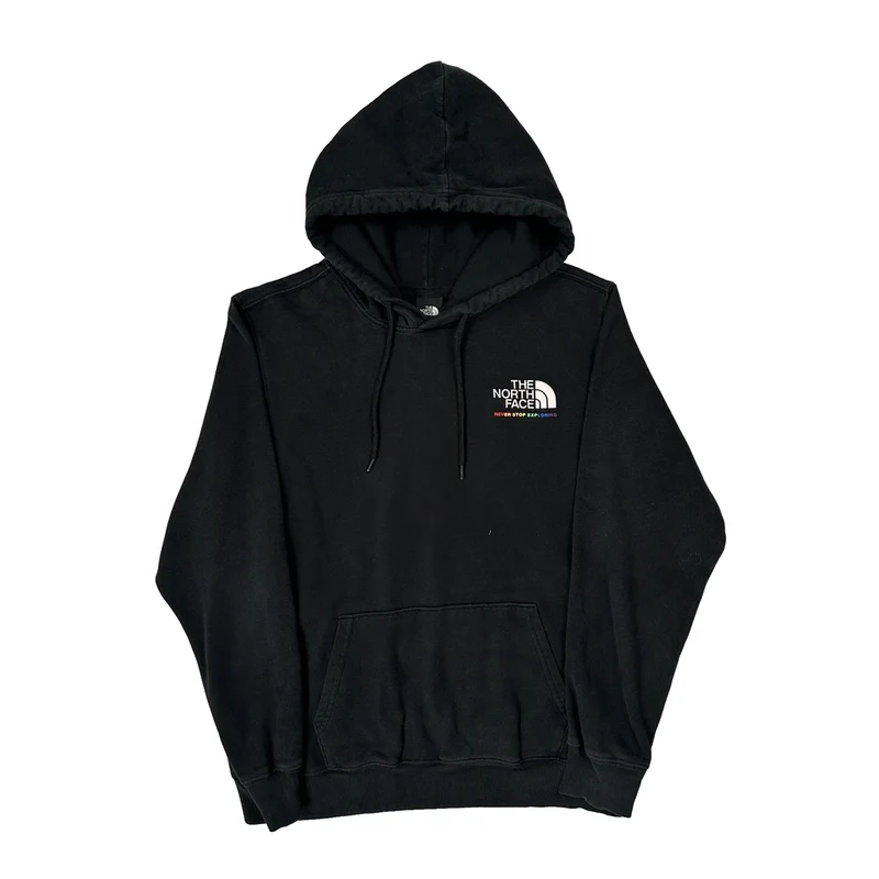 Never Stop Exploring The North Face Graphic Hoodie - Large Black Cotton
