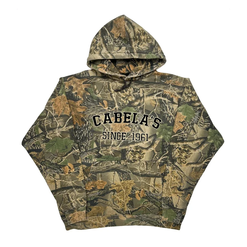 Cabelas Hoodie - Large Camo Cotton Blend