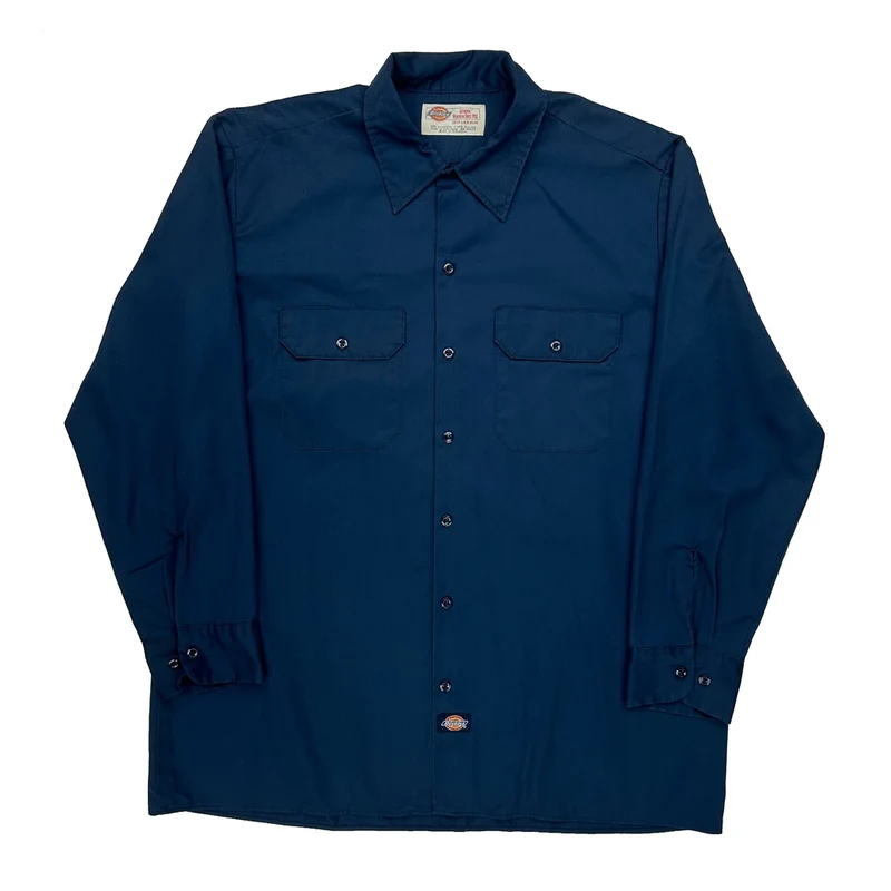 Dickies Shirt - XL Blue Polyester Blend