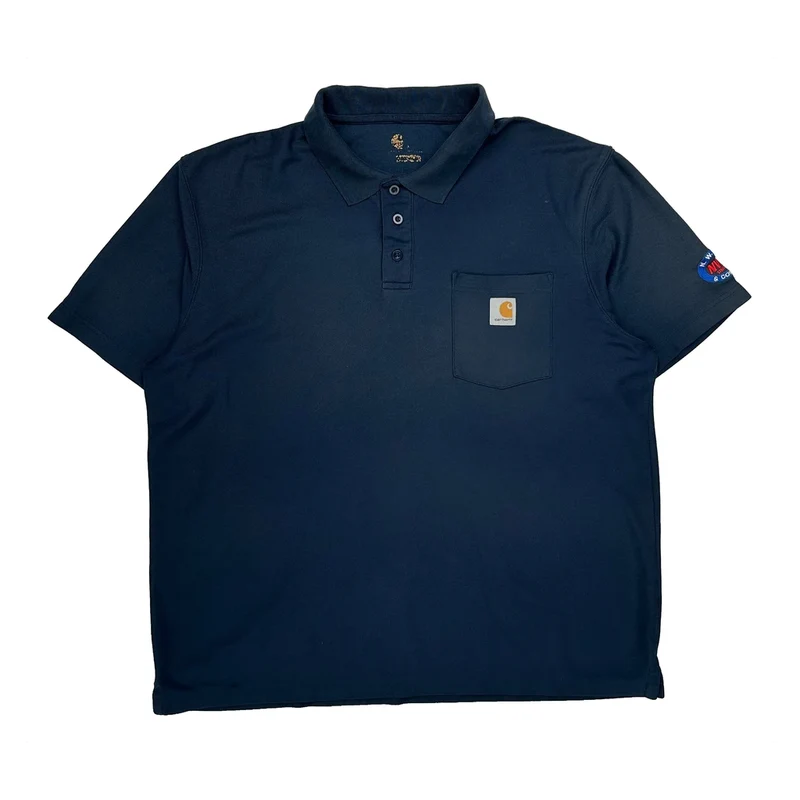 Nasa Patch On Sleeve Carhartt Polo Shirt - XL Navy Cotton