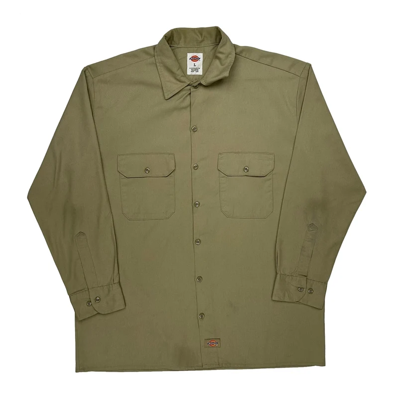 Dickies Shirt - Large Khaki Polyester Blend