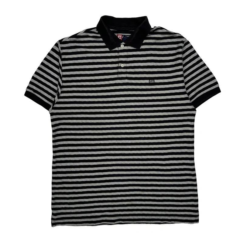 Chaps Ralph Lauren Striped Polo Shirt - Medium Black & White Cotton