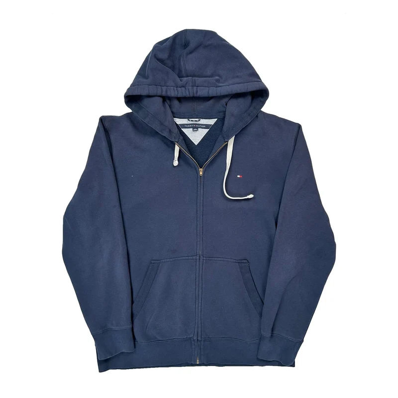 Tommy Hilfiger Full Zip Hoodie - XL Navy Cotton