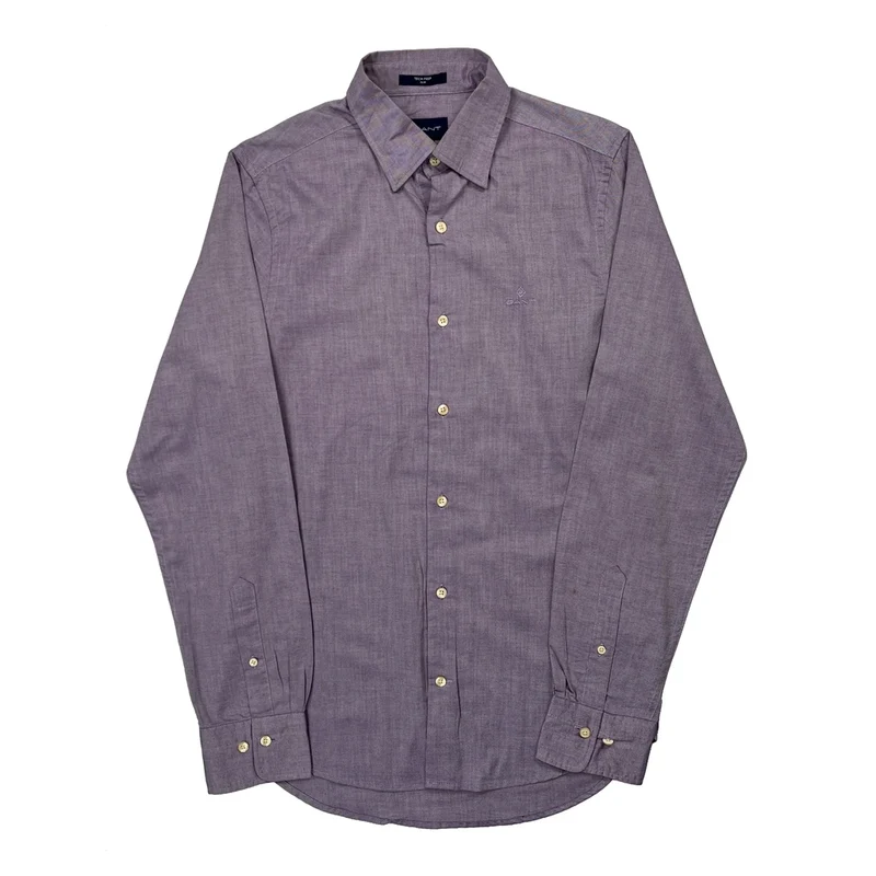 Gant Slim Shirt - Small Purple Cotton
