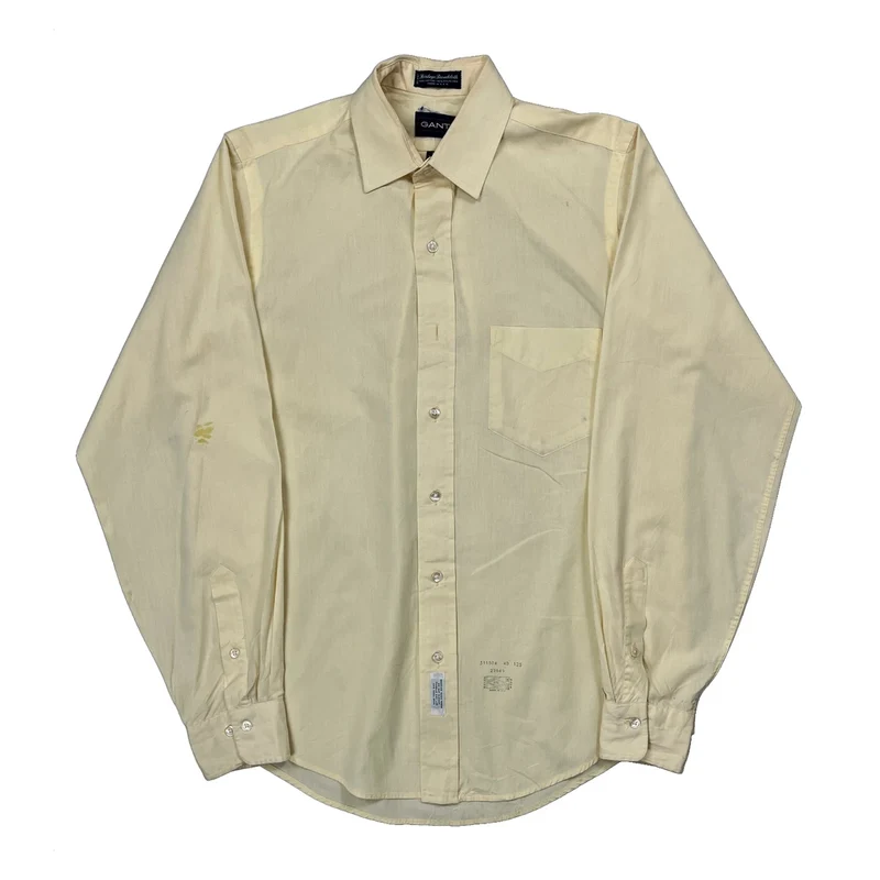 Made In USA Gant Heritage Broadcloth Shirt - Medium Yellow Cotton Blend
