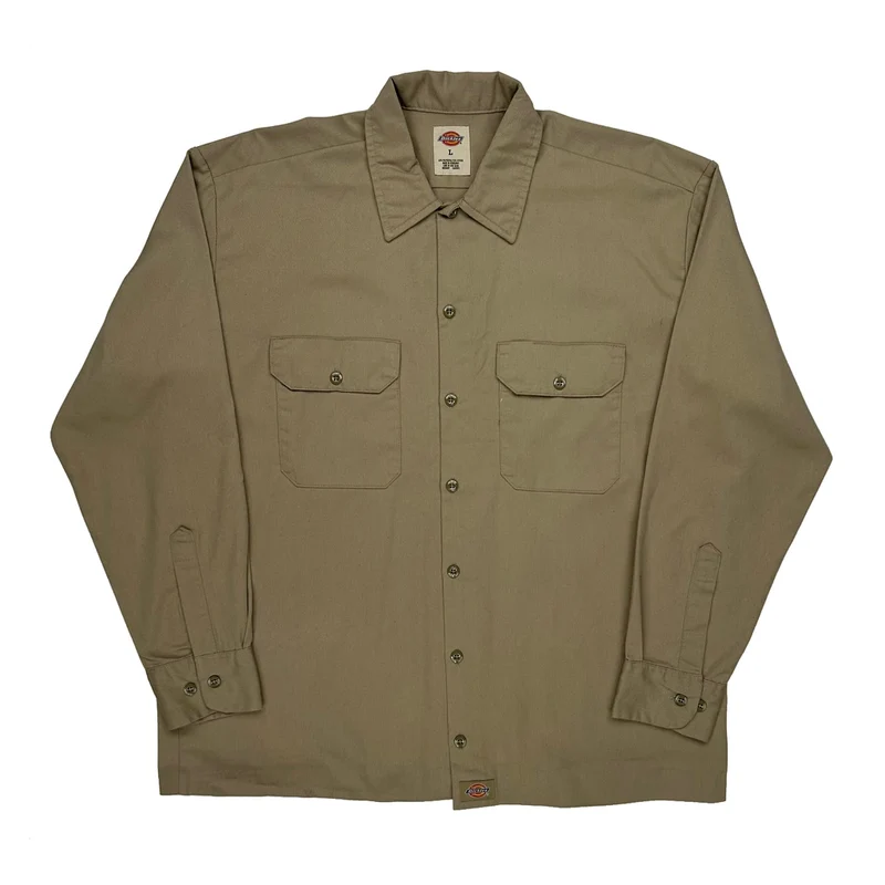 Dickies Shirt - Large Khaki Polyester Blend