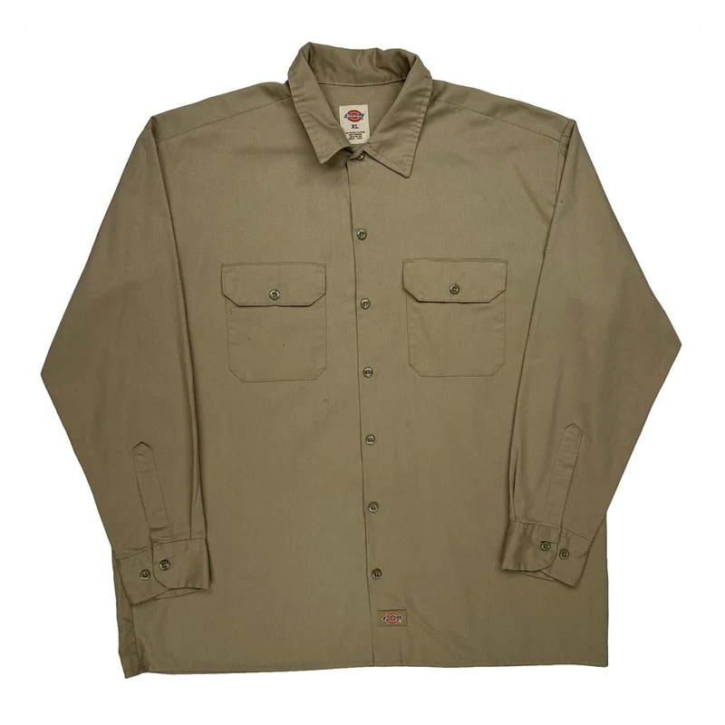 Dickies Shirt - XL Khaki Polyester Blend