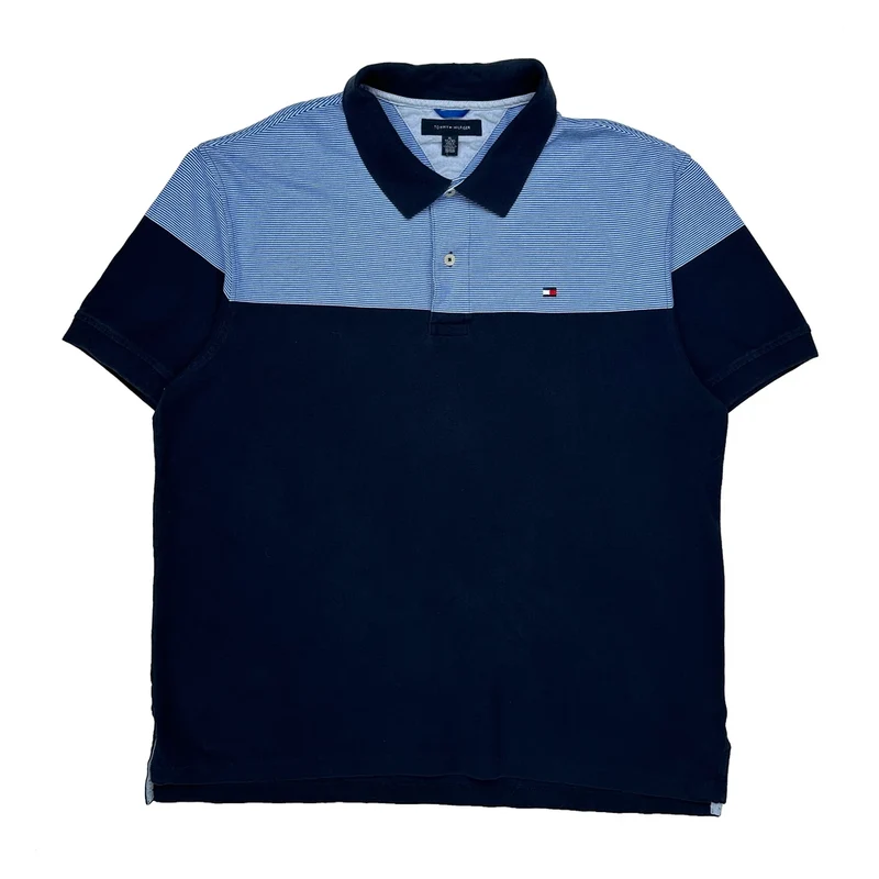 Tommy Hilfiger Striped Polo Shirt - XL Blue Cotton