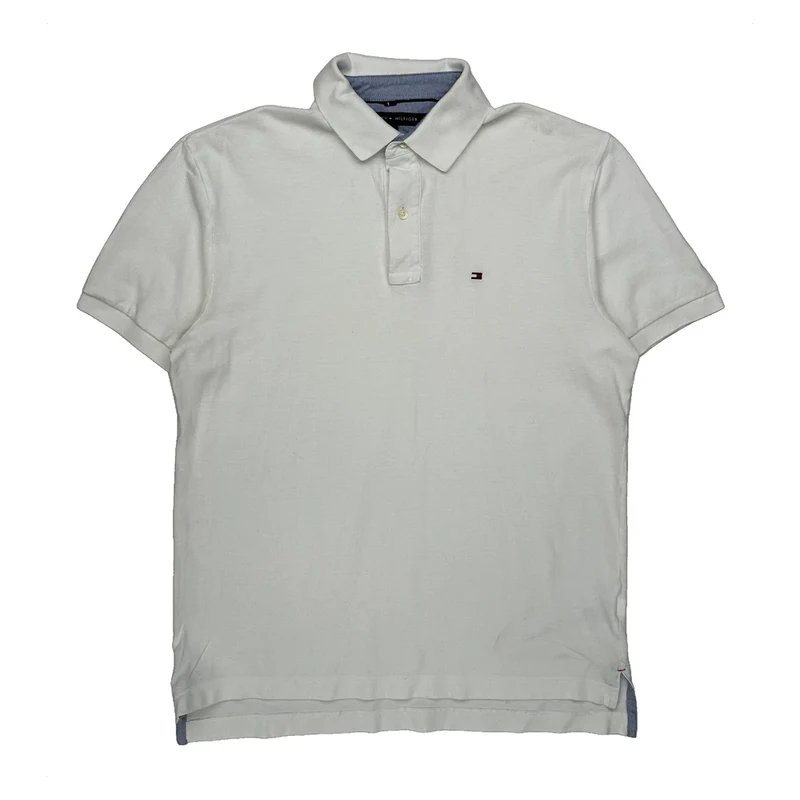 Tommy Hilfiger Polo Shirt - Medium White Cotton