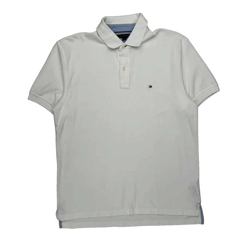 Tommy Hilfiger Polo Shirt - Large White Cotton