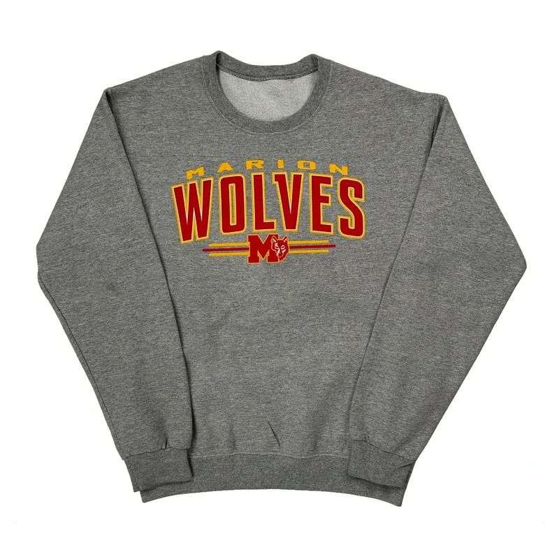 Marion Wolves Unbranded College Sweatshirt - XS Grey Cotton Blend