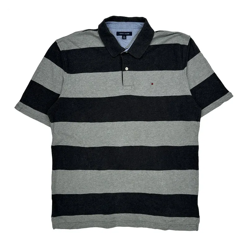Tommy Hilfiger Striped Polo Shirt - XL Grey Cotton