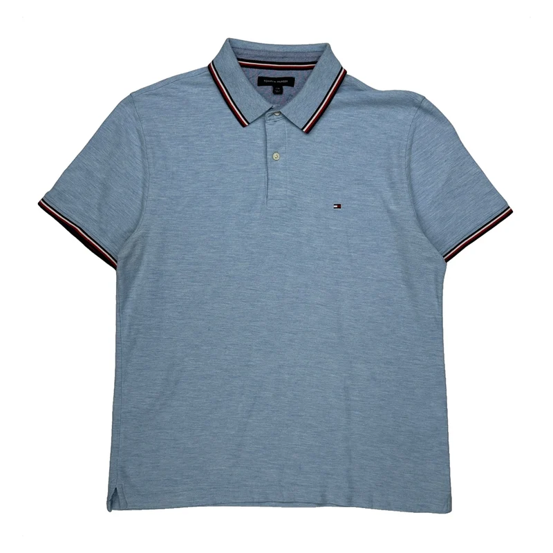 Tommy Hilfiger Polo Shirt - Large Blue Cotton