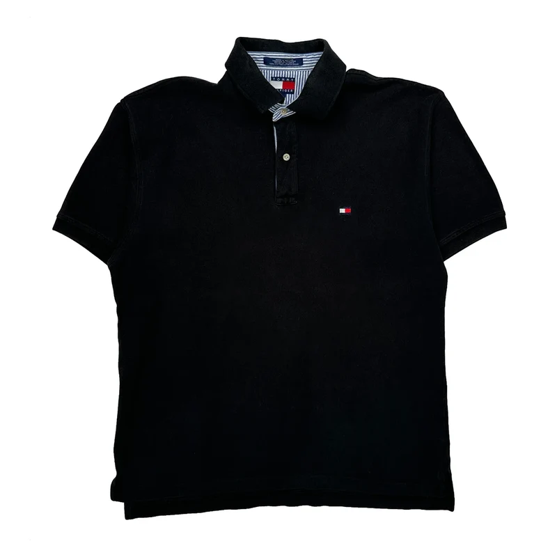 Tommy Hilfiger Polo Shirt - Large Black Cotton