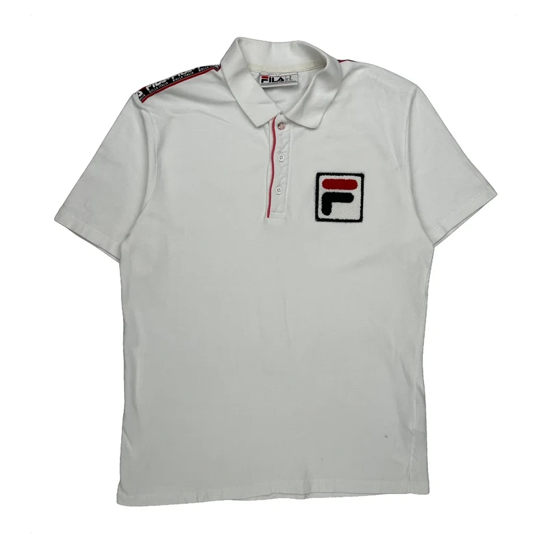 Fila Polo Shirt - Medium White Cotton