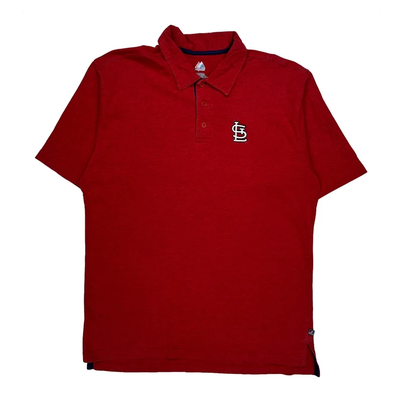 St. Louis Cardinals Majestic Mlb Polo Shirt - XL Red Cotton Blend