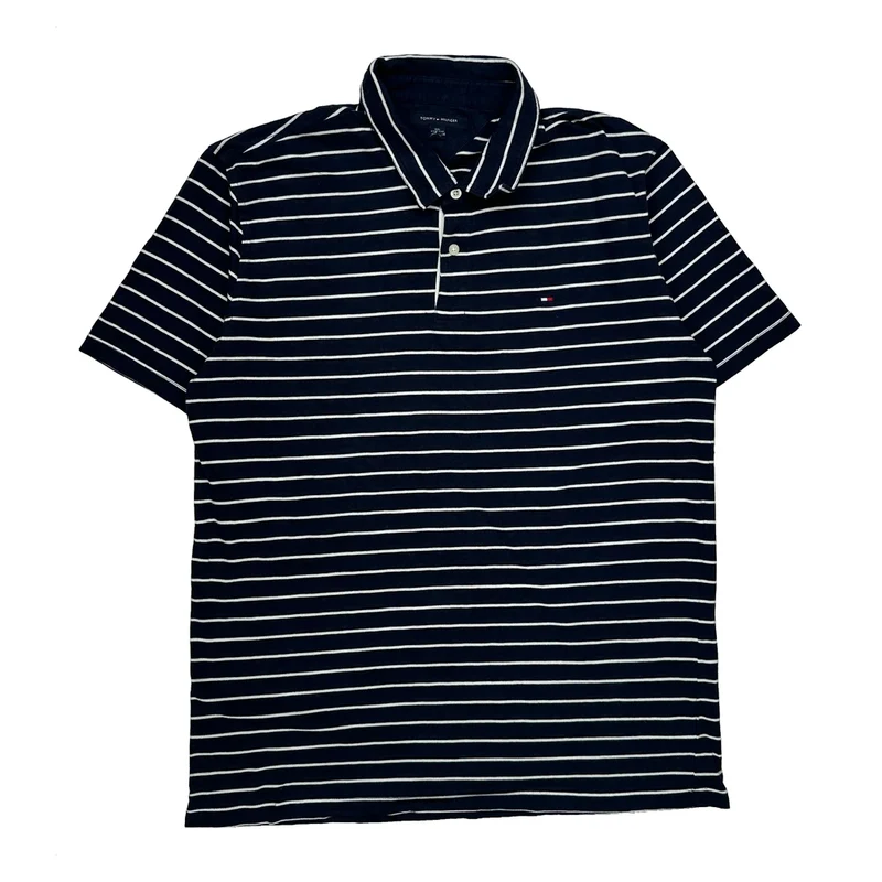 Tommy Hilfiger Striped Polo Shirt - 2XL Navy Cotton