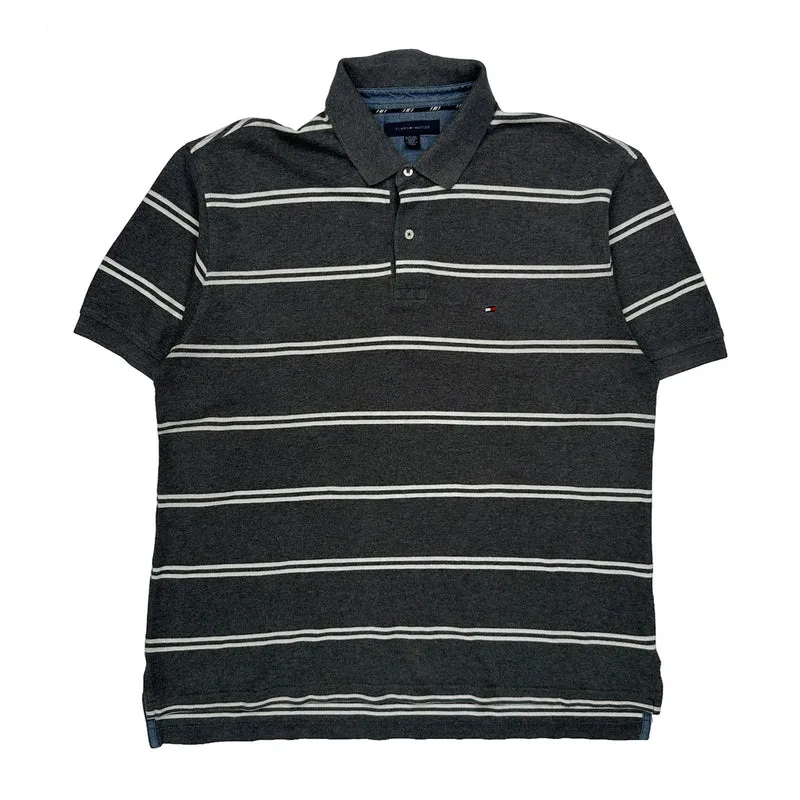 Tommy Hilfiger Striped Polo Shirt - XL Grey Cotton