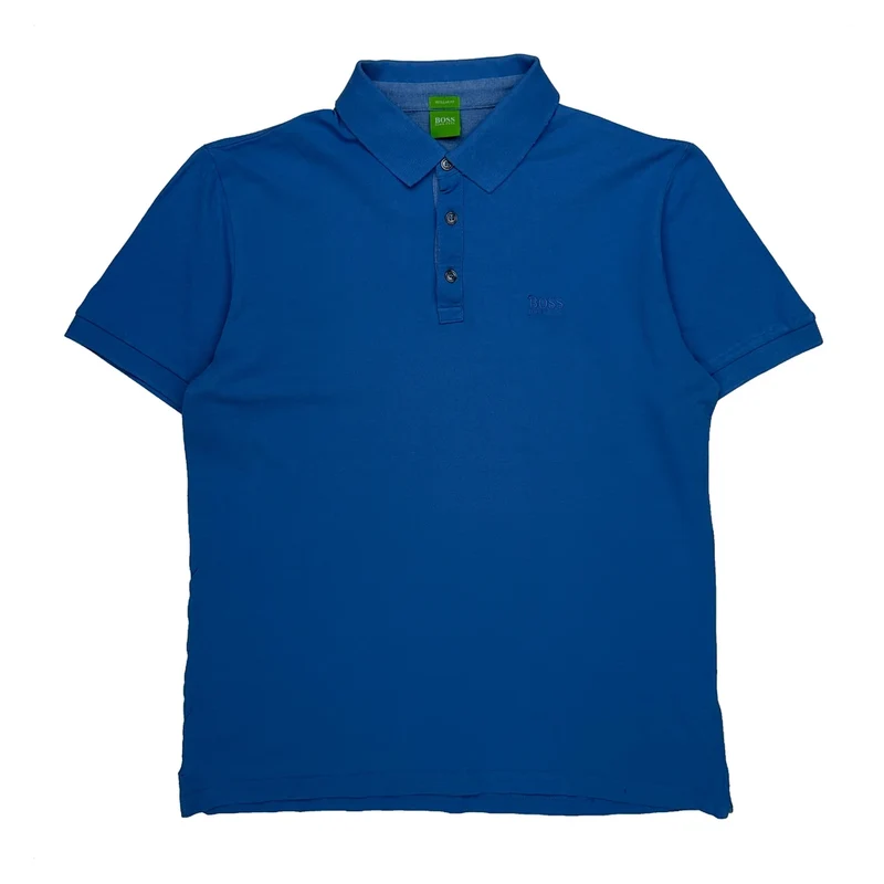 Boss Polo Shirt - Large Blue Cotton