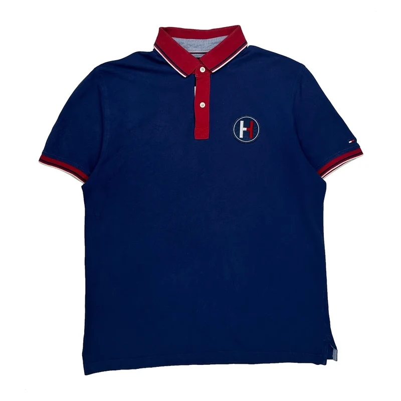 Tommy Hilfiger Polo Shirt - Large Blue Cotton
