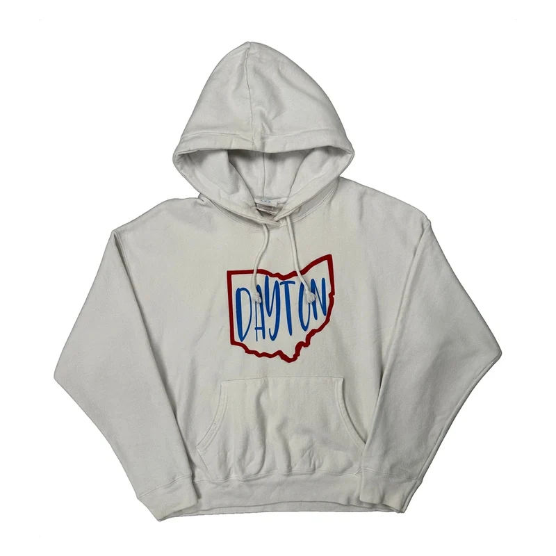 Reverse Weave Champion Graphic Hoodie - 2XL White Cotton