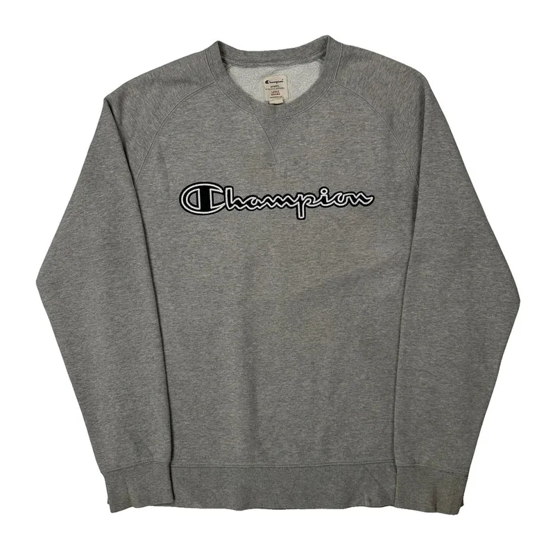 Authentic Athletic Apparel Champion Spellout Sweatshirt - Large Grey Cotton