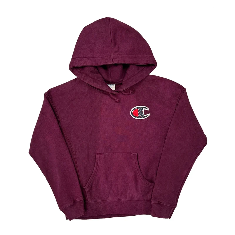 Reverse Weave Champion Hoodie - Small Burgundy Cotton