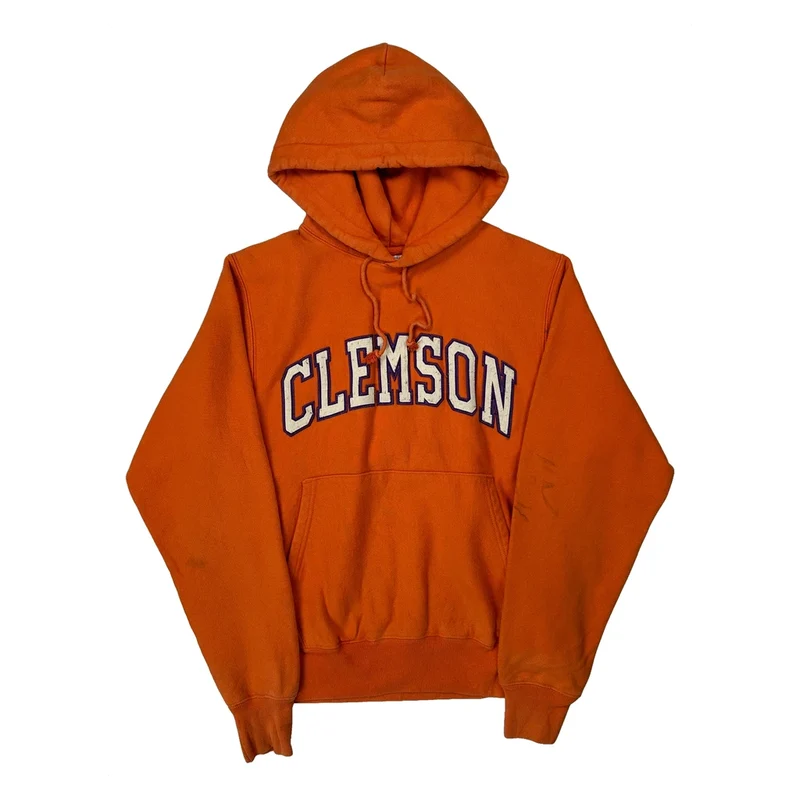 Reverse Weave Champion College Hoodie - Small Orange Cotton