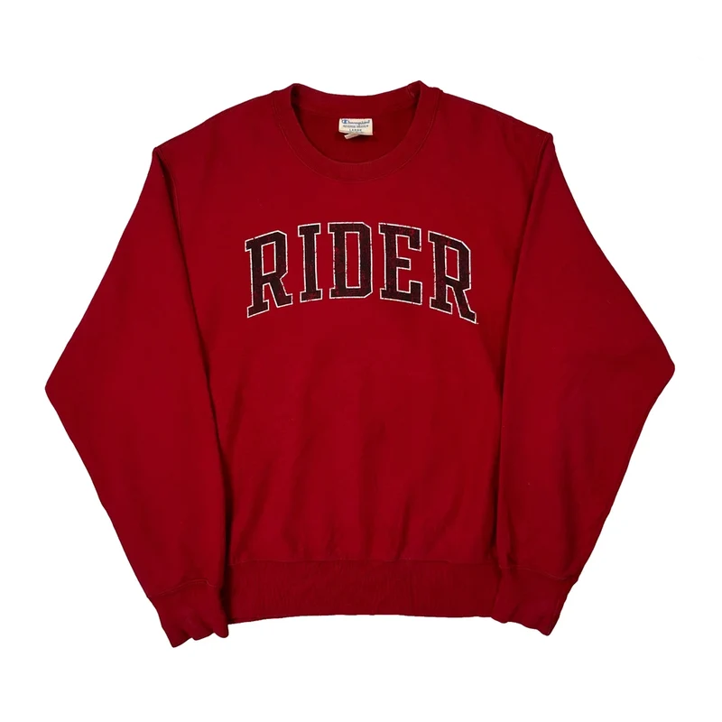 Reverse Weave Champion College Sweatshirt - Large Red Cotton