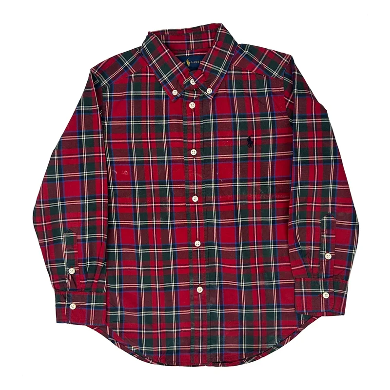 Age 5 Ralph Lauren Checked Shirt - Small Red Cotton