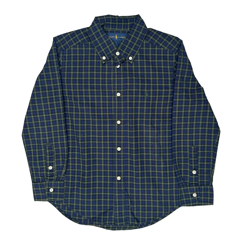 Age 6 Ralph Lauren Checked Shirt - Small Blue Cotton