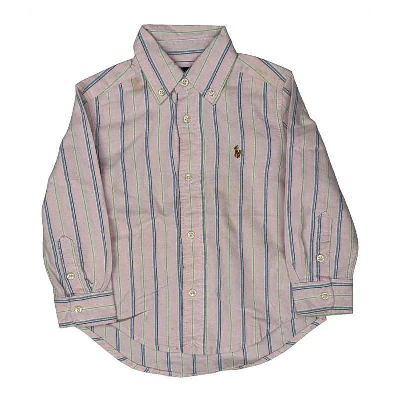Age 2 Polo By Ralph Lauren Striped Shirt - 2XS Pink Cotton